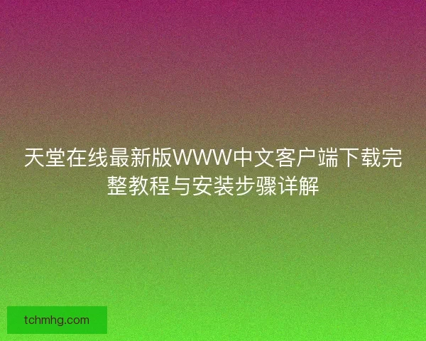 天堂在线最新版WWW中文客户端下载完整教程与安装步骤详解